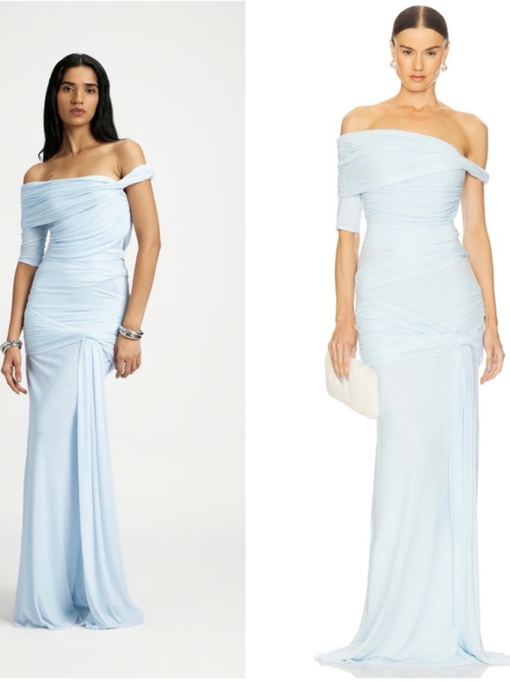 Light Blue Off-Shoulder Maxi Dress - Picture 1 of 5